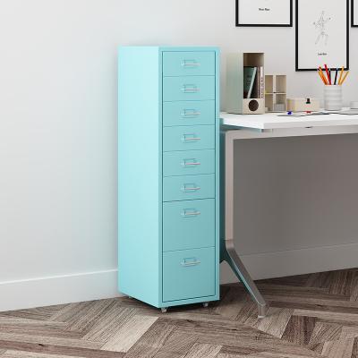 China Home 8 Drawers Table Side Blue Color Movable Cabinet Storage Drawer Steel Cabinet for sale