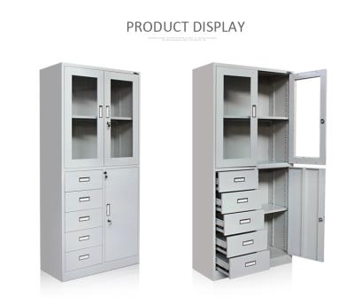 China (other glass file storage cabinet)cheap adjustable double doors metal cabinet office equipment steel with 5 drawers for sale