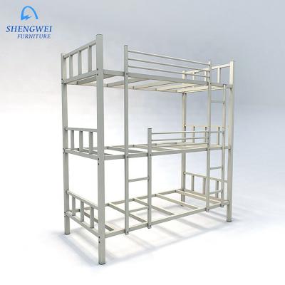 China High Quality Cheap Dorm Bed Sleeper Metal Triple Bunk Bed For Adult Kids for sale