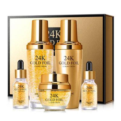 China OEM ODM Private Label Organic Korean Beauty Skin Care Face Whitening Moisturizing Anti Aging 24K Gold Foil Luxury Skin Care Set for sale