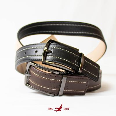 China High Quality Top Selling Genuine Leather Belt Men Stitched Belt Luxury Metal Pin Buckle Belt Men for sale