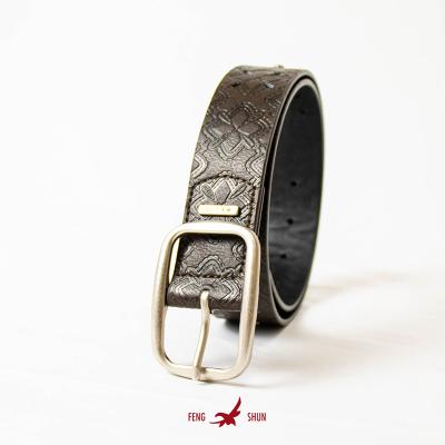 China OEM Fashion High Quality High Quality Pattern Embossed PU Leather Belt Men Rivet Decoration Belt Male Metal Pin Buckle Belt Men for sale