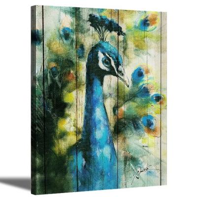 China Modern Male Peacock Showing His Feathers Colorful Artwork Picture Canvas Print Animal Wall Art Painting for sale