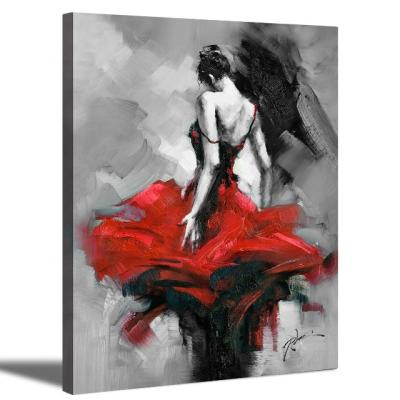 China Modern Woman Dancer in Red Dress Lady Dancing Wall Art Canvas Print from Photo Artwork Oil Paintings for sale