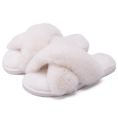 China CUSHIONING Soft Fur Slippers Fashion Custom Indoor Women's Faux Fur Slippers For Women for sale