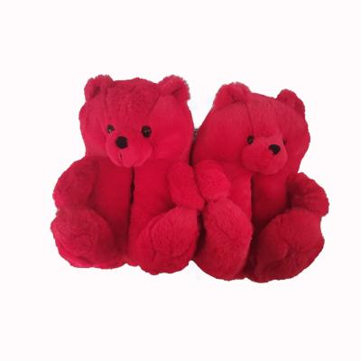 China Cheap Custom Bedroom Teddy Bear Slipper Lovely Plush Fur Animals Animal Slipper for sale