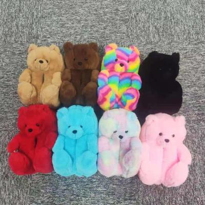 China Cheap Custom Bedroom Teddy Bear Slipper Panda Slipper Fur Plush Slipper Animal Animals for sale