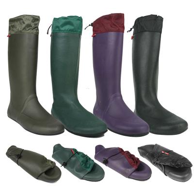 China Fashion Trend Adult Men's Neoprene Waterproof Rubber Foldable Long Women's Wellington Rain Boots for sale