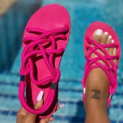 China Fashion Trend Wholesale Hot Sale Summer Flat Sandals Ladies Seller Shoes Sandals Eva Beach Custom Slipper Female Sandals Outdoor Rope for sale