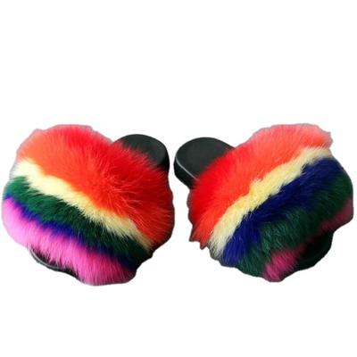 China Factory Direct Wholesale Anti-Slippery Beach Flip Flop Sandals For Women Faux Fur Slides Fur Slippers Men for sale