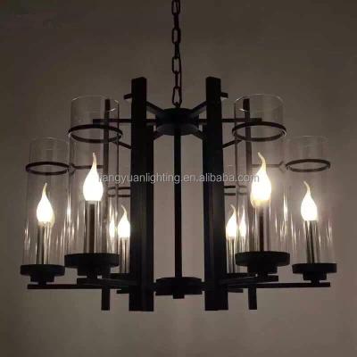 China Iron + Clear Explosion-proof Glass Explosion-proof Glass Chandelier Pendant Lamp With Black Iron Frame for sale