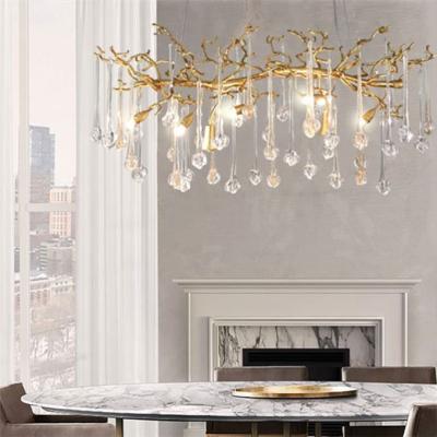 China 2021 Industrial Crystal 50W Tree Glass Chandelier Modern Designs Gold Light Staircase for sale