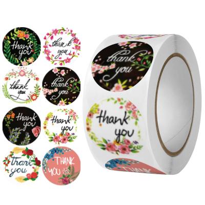 China Wholesale Fast Shipping Heat Sensitive Custom 500 Pieces Per Round Bun Flower Thank You Stickers Labels Small Business for sale