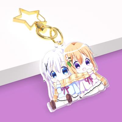 China Low MOQ Logo Cute Anime Acrylic Car Custom Key Chain Promotional Souvenir Gift Charms Plastic Key Chain Ring Holder Chaveiro for sale