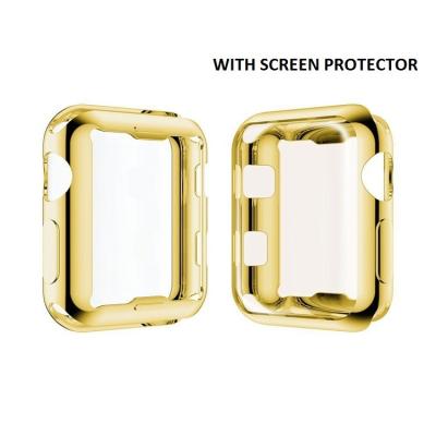 China Full Cover Dirt-resistant Soft Tpu Case Electroplating Cover For Apple Watch Serial 3 for sale