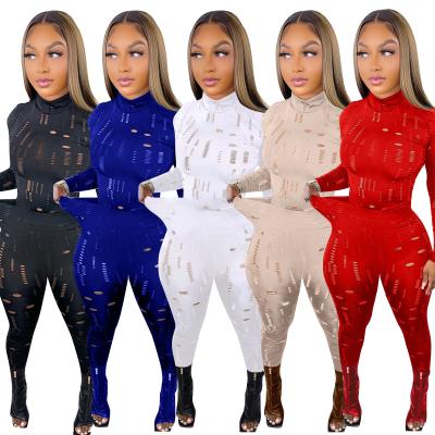 China Cowinner Breathable Two Piece Outfits For Women Sexy Black Sheer Stretch Mesh Long Sleeve Blouse Clubwear Pants And Bodycon Set For Party for sale