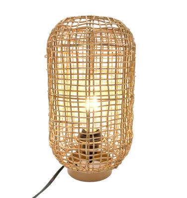 China Modern Nordic handmade bamboo strips bedside lamp simple bedroom woven decorative table lamp for sale