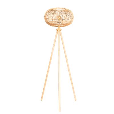 China Easy Modern Decoration Bamboo Handmade Floor Reading Light For Living Room Bedside With Wooden Leg for sale