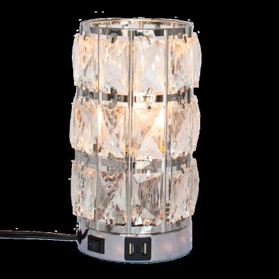 China Modern LED Crystal Table Lamp Night Lamp Bedroom Bedside Lamp with USB Port for sale