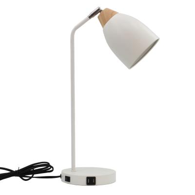 China Contemporary Wholesale Table Lamp With Left USB Flexible Metal Shade For Reading And Home Decorative Desk Lamp With USB Charger for sale