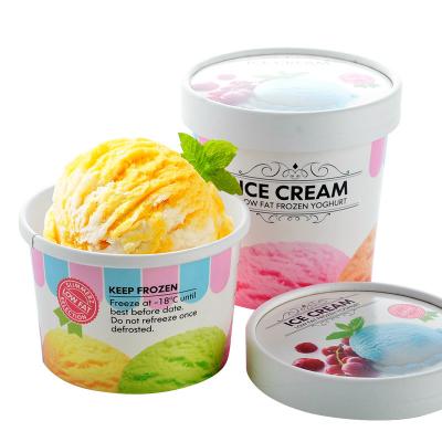 China Biodegradable Custom Printed Disposable Paper Ice Cream Cup Packaging for sale