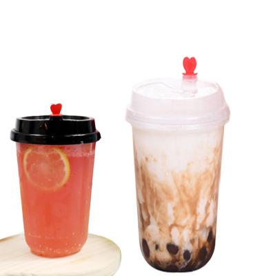 China Sustainable 16oz Reusable U Shape Clear Plastic Bubble Tea / Juice / Coffee Mug With Lid for sale