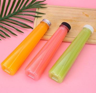 China Sustainable Beverage PET Can Plastic Juice Milk Tea Lemon Soft Drink Can 500ml With Aluminum Easy Open Ends for sale