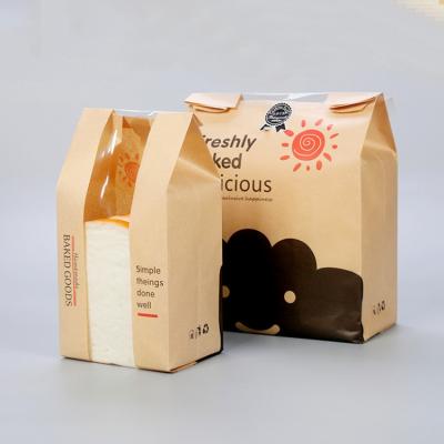 China Safe Custom Cheap Disposable Food Packaging Brown Kraft Paper Bread Bag for sale