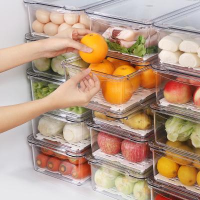 China Wholesale Plastic Fridge Organizer Kitchen Food Storage Container Bins Save Space Freshness Keeping Refrigerator Organizer for sale