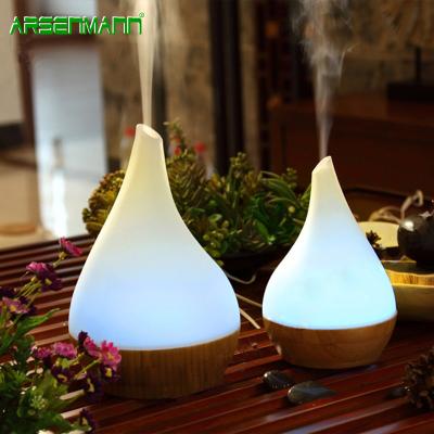 China Color Changing LED Light Factory Direct Sale 3D Base Warm Bamboo Wood Ultrasonic Essential Oil Air Aroma Glass Diffuser for sale