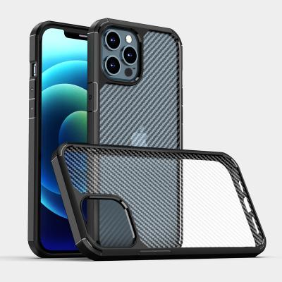 China High Quality Carbon Fiber Transparent Textured Phone Hard Case For iPhone 12 11 xr xs max pro xs max protection 7 8p luxury fall cover for sale