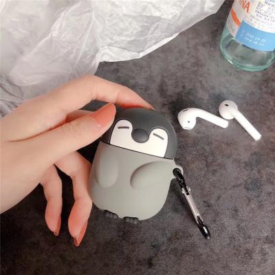 China Eco-friendly Cute 3D Penguin Silicone Case For Apple Airpods 2 1 Case Cover Earphone Covers For Airpods 2 Case for sale