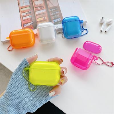 China Candy Color Eco-friendly Earphone Cover For Apple AirPods Pro 3 Air Pods 2 Transparent Soft TPU Cases Clear Crystal Accessories With Keychain for sale