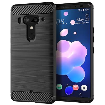 China High Quality Shockproof Silicone Brushed Carbon Fiber Phone Case For HTC U11 TPU Armor Protective Back Cover For HTC U12 Plus D12 Plus for sale