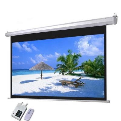 China Professional 16:9 Projector Screen Wholesale Electric Drop-Down Projection Screen Projector Screen With Remote Control for sale