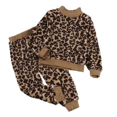 China 2020 spring leopard luxury girl casual long sleeve pants clothes set high quality soft material o-neck 2pcs clothing set for girl for sale