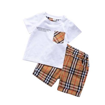 China Mosengkw Summer Solid Color Casual Cool Boy Clothes Set Short Sleeve Casual Daily Wear Clothes Cotton Material Kids Clothes Set for sale