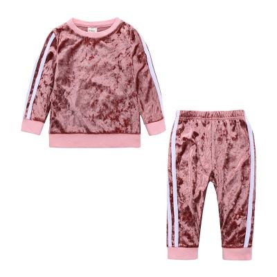 China Simple Design Casual Wholesale Gold Velvet Fashion Mosengkw Kids Clothing Material Baby Clothes Sets Boys Girls for sale