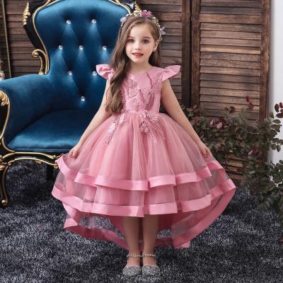 China Mosengkw Summer Breathable Lace Princess Tailing Dress Sleeveless Embroidery Wedding Girl Ball Gown Dress 3-12 Years for sale