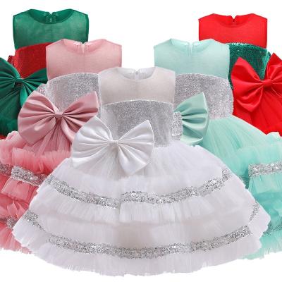 China Breathable Mosengkw Christmas Luxury Bow Princess Tutu Dress Sleeveless Summer Party Nice High Quality Children Dress for sale