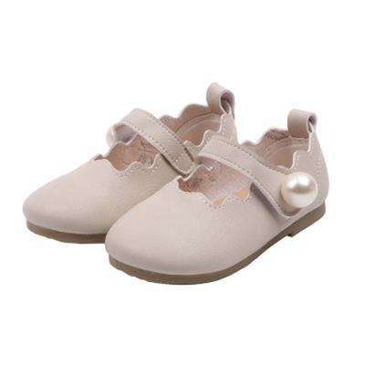 China Mosengkw 2020 Korean Autumn New Design Children's Spring Leather Sandal Flats 'S Shoes Fashion Pearl Girl Single Shoes for sale