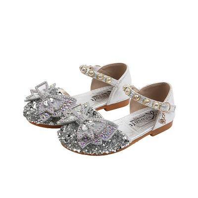 China 2021 New Summer Girl's Breathable Sandals Bow Pearl Rhinestone Princess Dancing Shoes Korean Children's Casual Sandals for sale