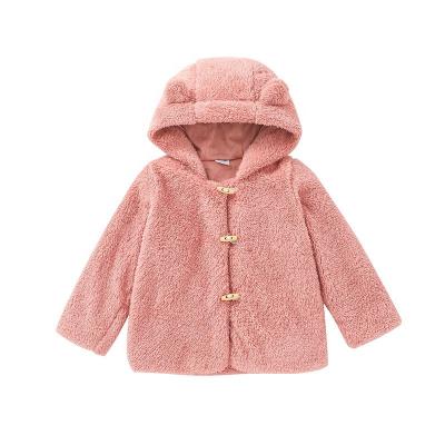 China Breathable Mosengkw Kid Granulated Hooded Cute Brown Color Pink Fleece Jacket Boy Girl Soft Material Coat for sale