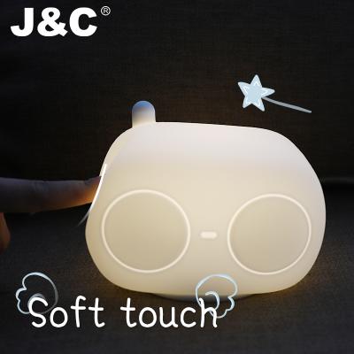 China JNC Cute Cute Light Silicone Rechargeable Night Lights for Baby Kids Children Silicone Lamp with Warm White for sale