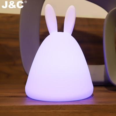 China RGB Color Changing Silicon Rabbit Led Light Standing Night Lamp RGB Color Rechargeable Kids Rabbit Nursery Lamp for sale