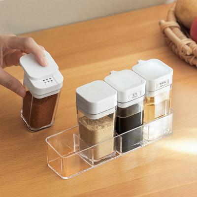 China Modern Simplicity Square glass spice storage vessel caster 4 ounces of spices glass jars and bottles for sale