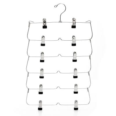 China 6 Tier Eco-Friendly Material Trouser Hangers With Clips for sale