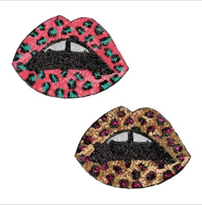 China Durable 2 Pieces Iron On Mouth Lip Patches Embroidered Applique Patches For Repair Badge Decorate for sale