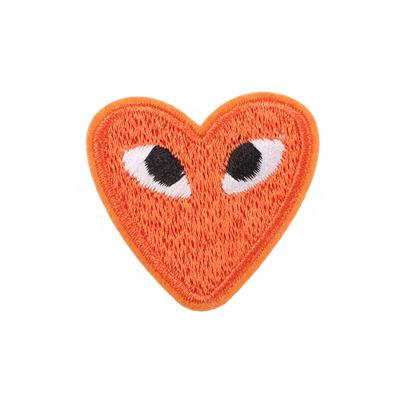 China Durable Heart Shape Iron On Patches , Color Matching Cute Embroidered Sew On Applique Patches For Clothing Repair And Decoration for sale