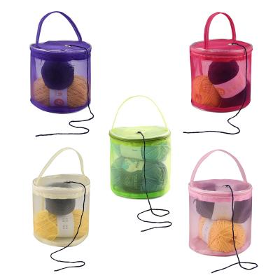 China Sustainable Mesh Knitting Bag Round Yarn Balls Organizer for Knitting Lovers for sale